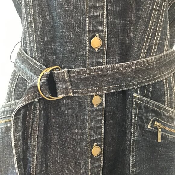 Point Zero Dark Wash Short Sleeve Denim Dress Size 13 - Picture 3 of 13